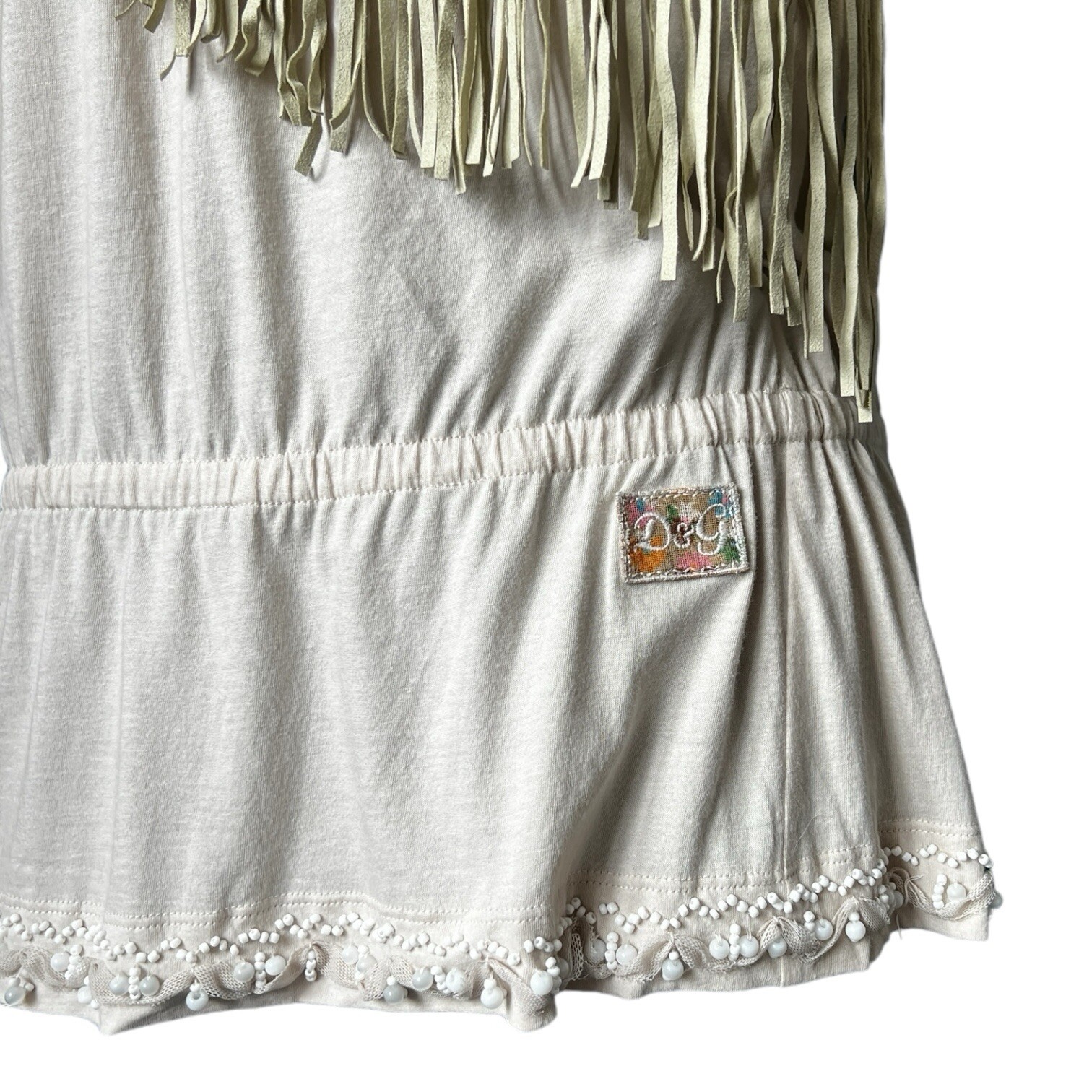 Dolce & Gabbana Vintage One-Shoulder Beaded Feather Top (IT42)