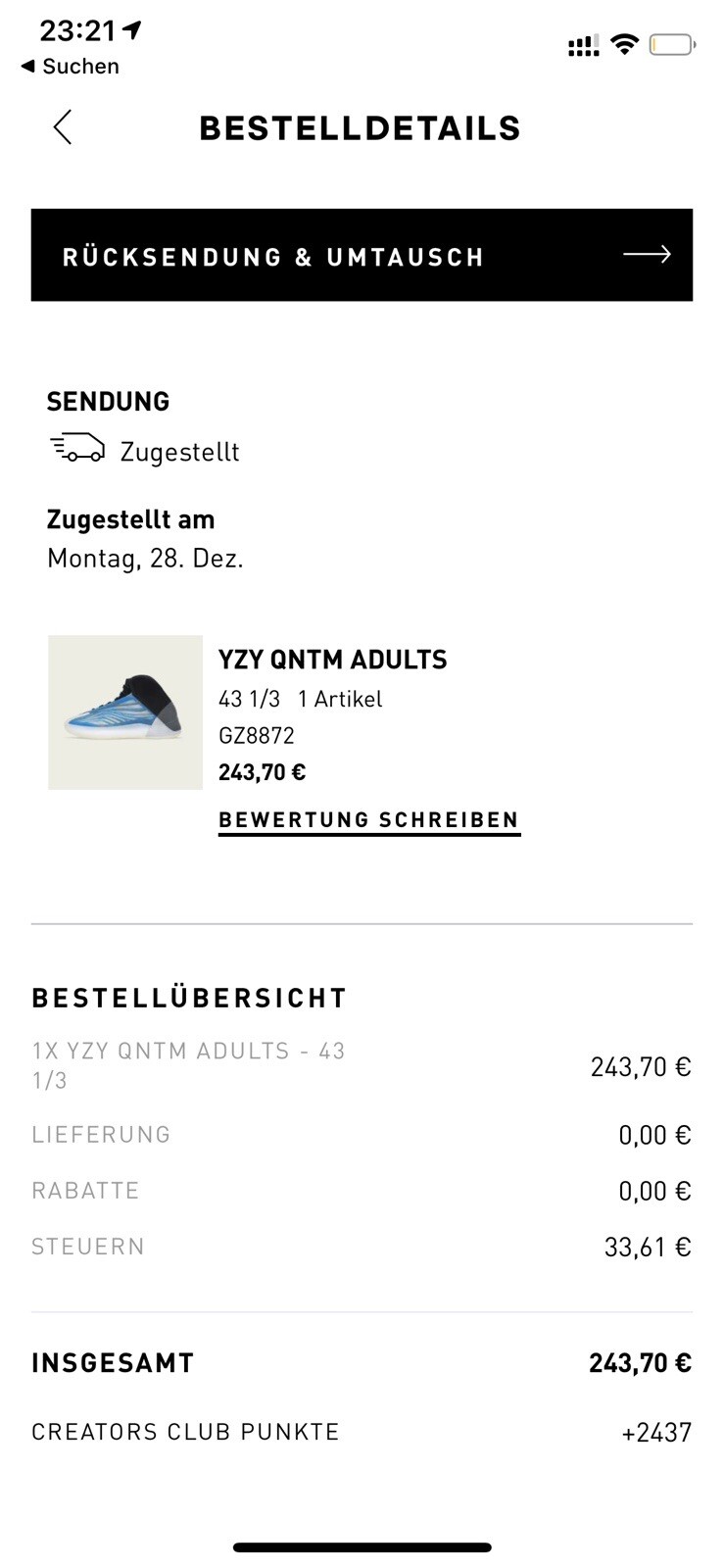 Adidas Yeezy Boost QNTM Frozen Blue US9.5 EU43 1/3 GZ8872 UK9 – NEU in OVP