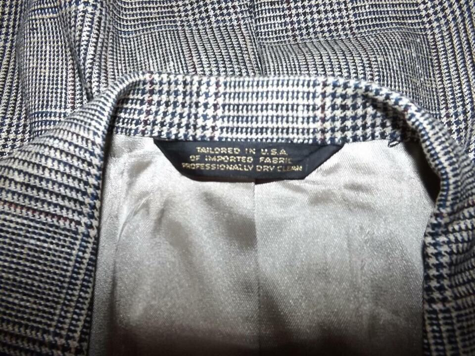 Tom James Corporate Image Size 42L Gray Windowpane Silk Sport Coat Jacket