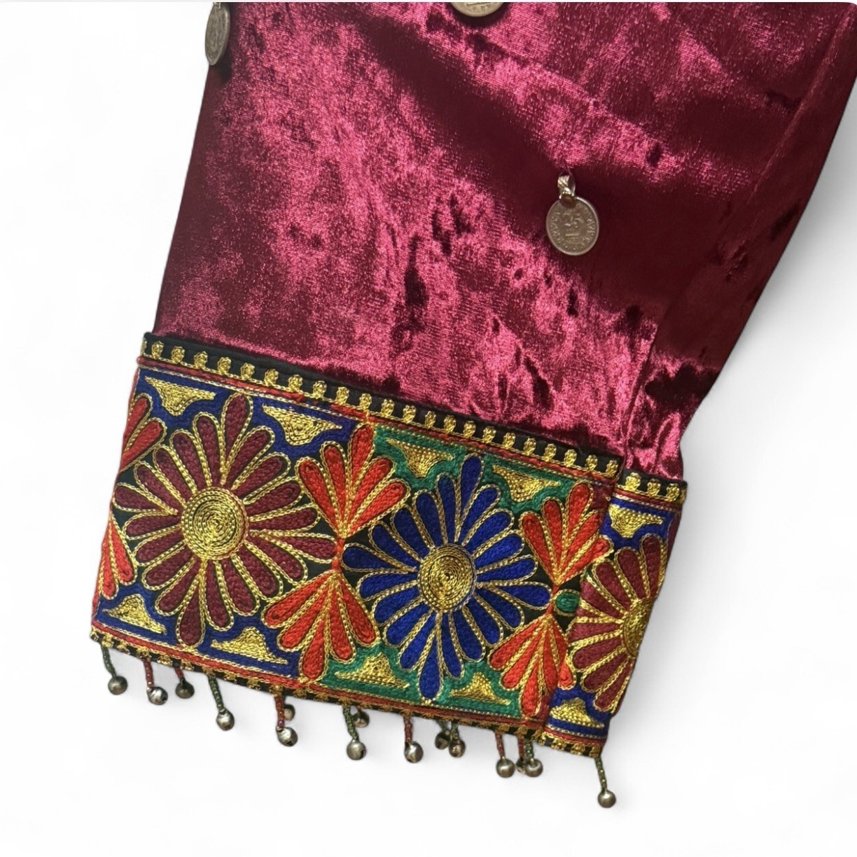 Afghan Traditional Kuchi Hand sewn Velvet Dress Set Shisha Beads Embroidery