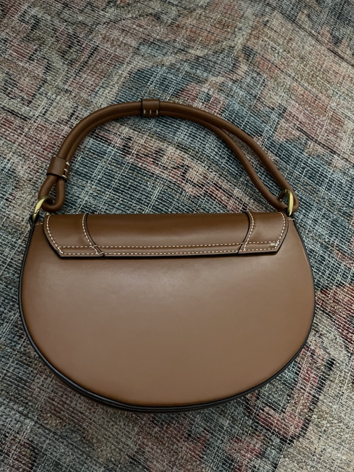 Zara Canvas Topstitch Crossbody Bag Tan Retro Classic Elegant Staple Capsule