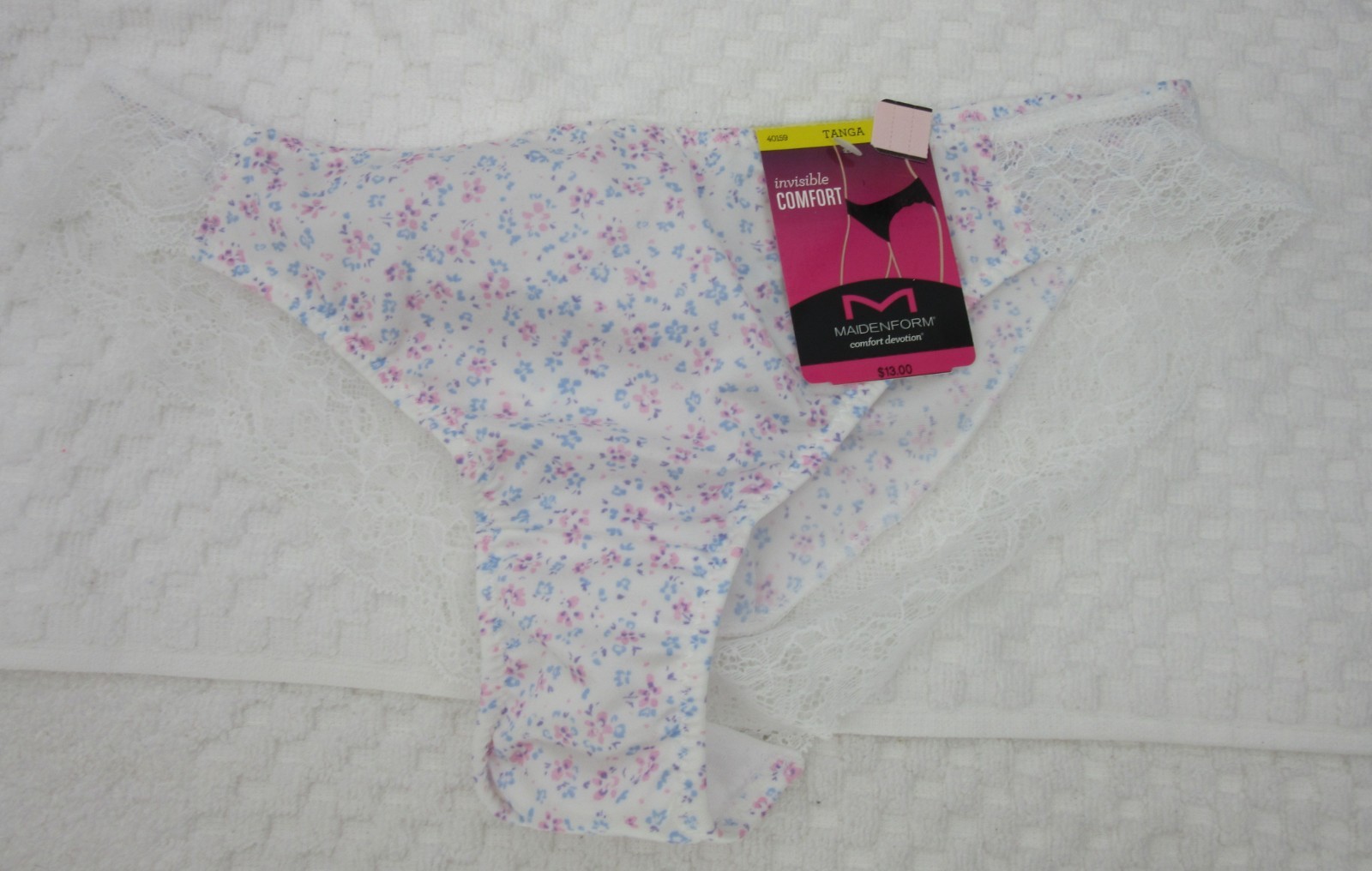 NWT set/3 MAIDENFORM comfort devotion LACE TANGA rose BEIGE WHITE floral BLACK