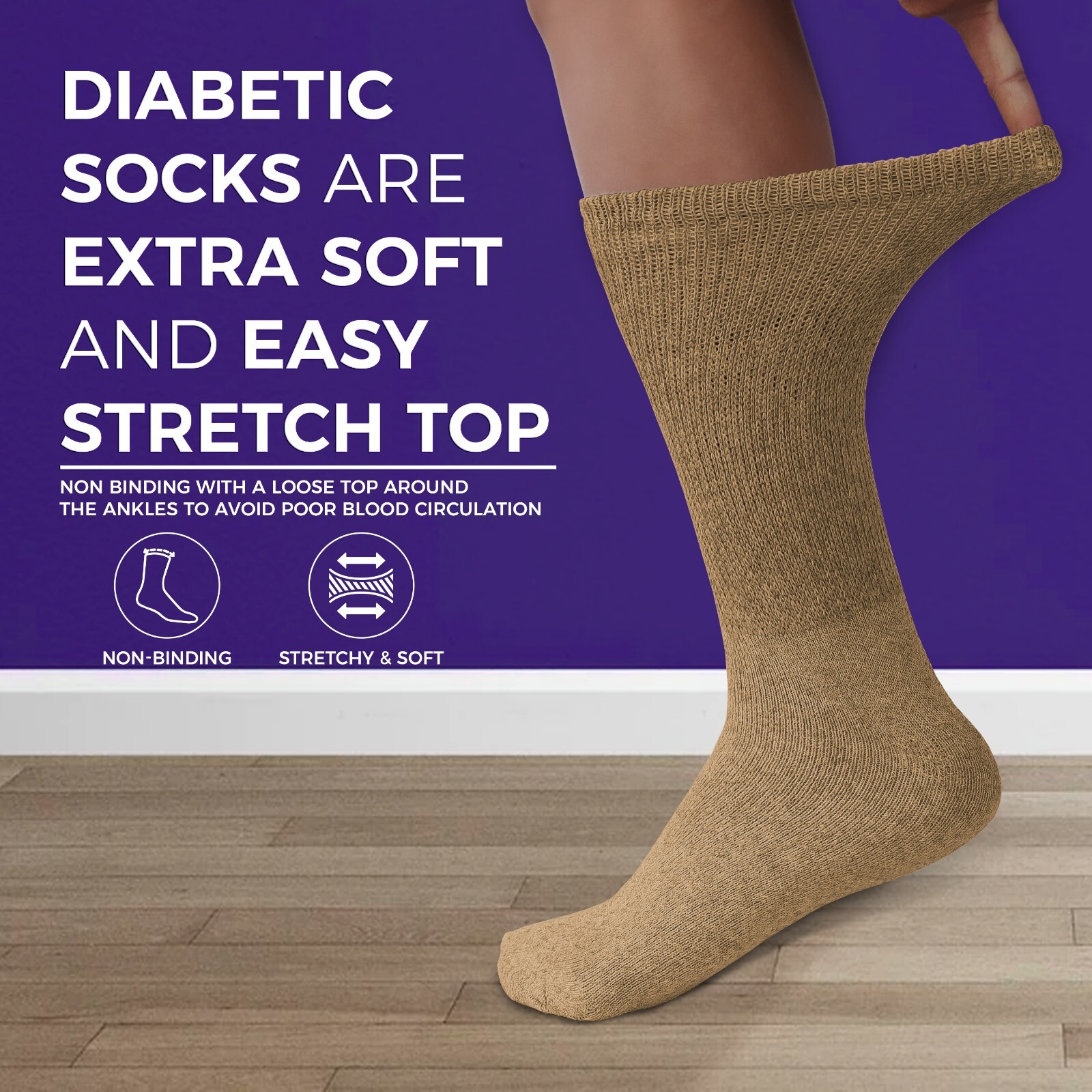 12 Pairs Diabetic Socks Mens Crew Diabetic Size 9-11 10- 13 13-15 health socks