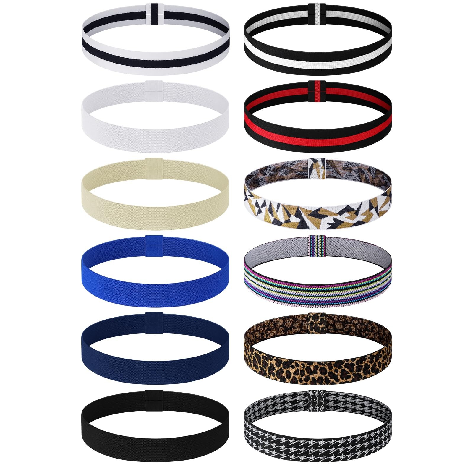 12 Pieces Stretchable Hat Band Ribbon Panama Hat Band Western Stylish Colors