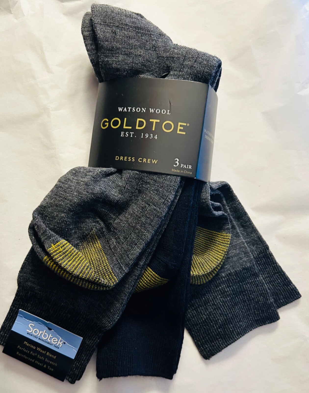 3-PAIR GOLD TOE MEN’S MERINO WOOL BLEND PERFECT FIT SOFT STRETCH CREW SOCKS NEW
