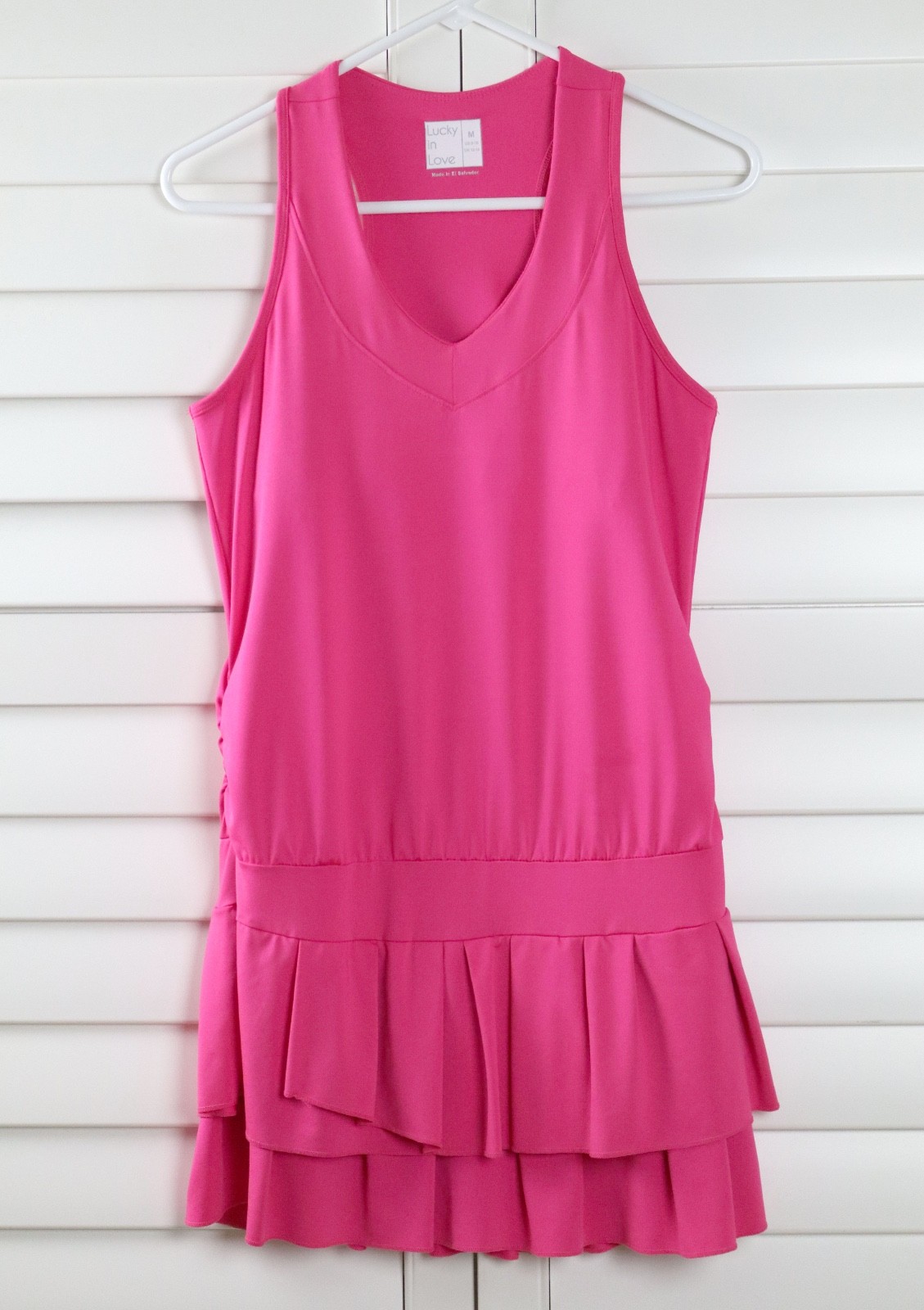 LUCKY IN LOVE $101 Solid Pink Stretch Tennis Pickleball Dress Size Medium 8 / 10