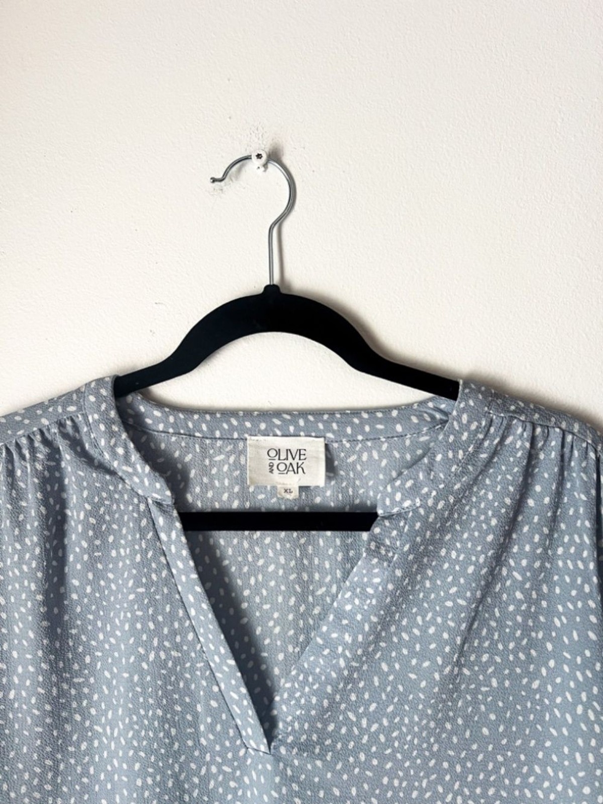 Olive + Oak Blue Speckled Blouse XL | Cottagecore Coastal Grandmother Boho Relax