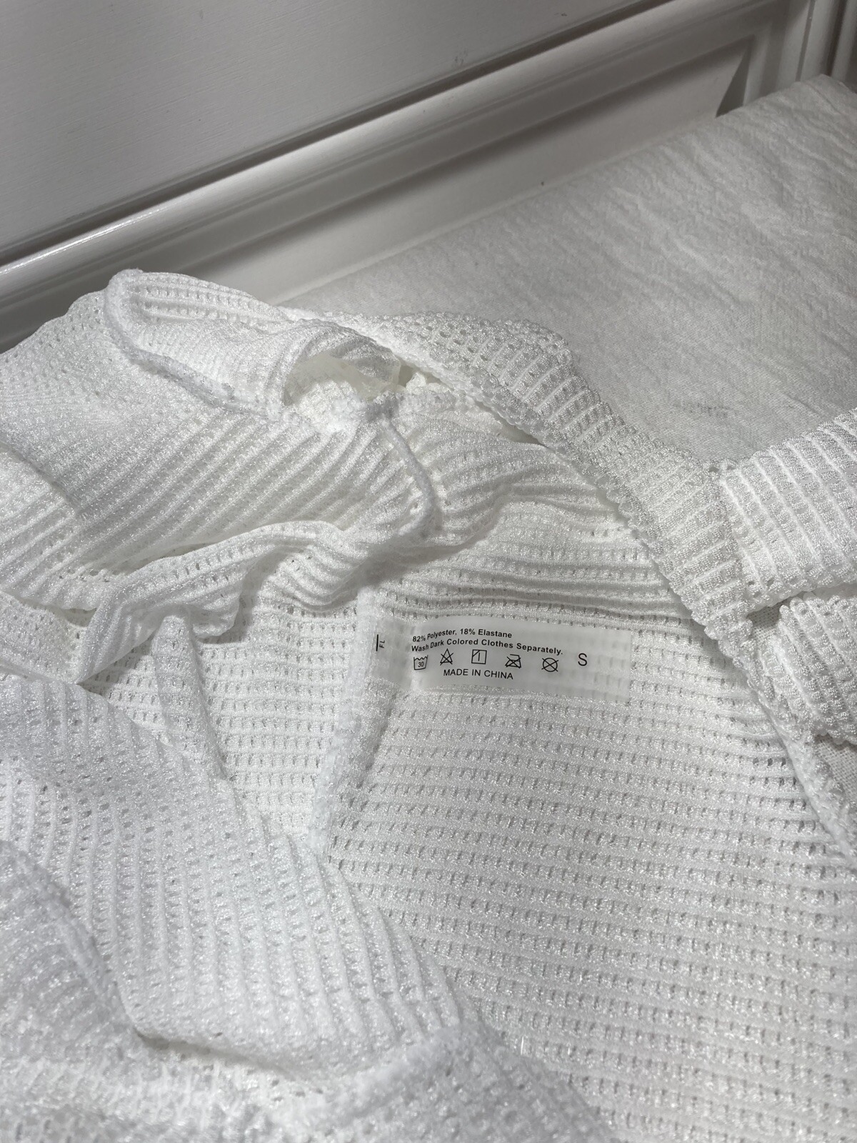 Swimsuit Cover-Up White Shein Long Sleeve Deep U Neckline New W/O Tags G2