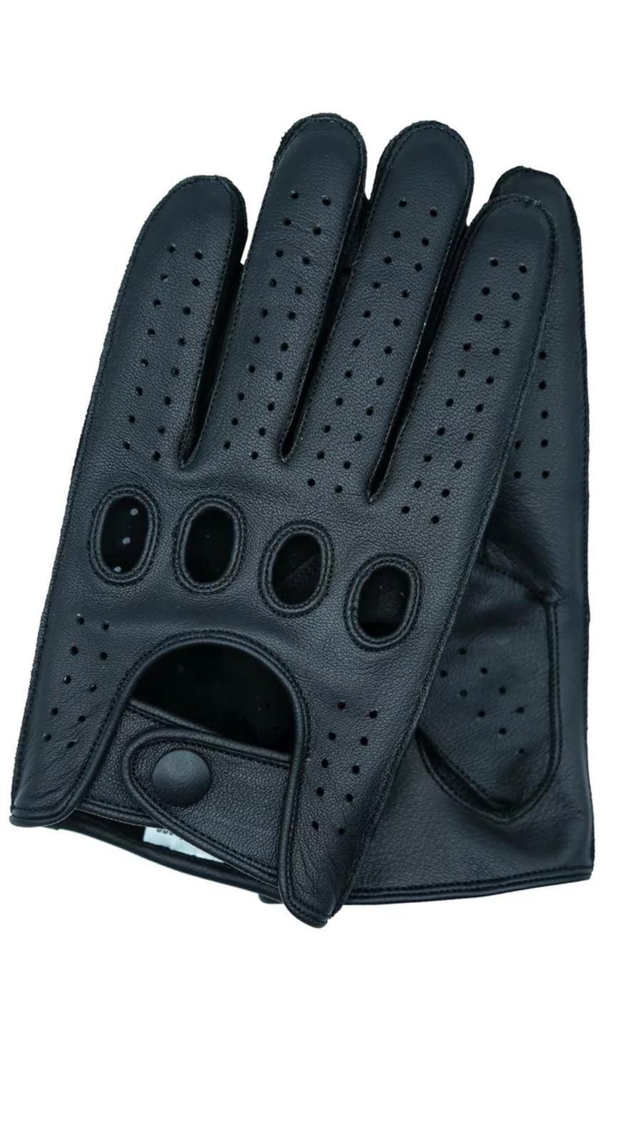 Driving Gloves Car Motorcycle Biker Genuine Leather Police Driver Glove Black-13