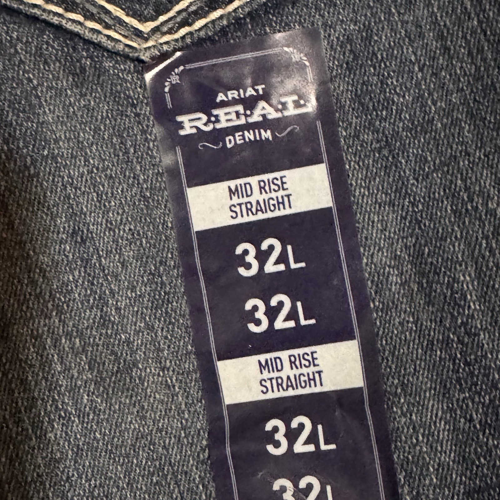 NWT Ariat REAL Womens Mid Rise Straight ICON OCEAN Blue Jeans 10017216 32 L