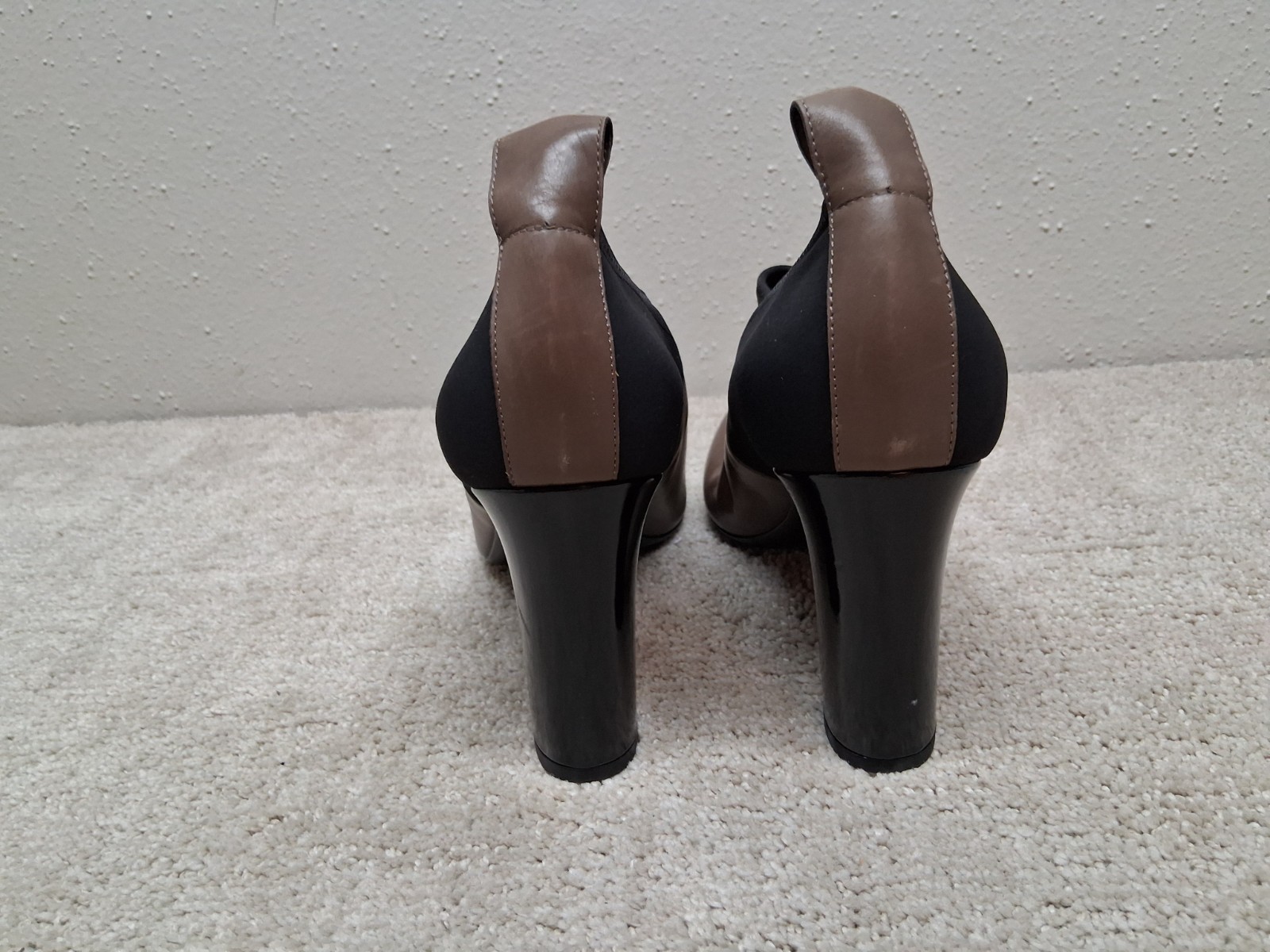 Via Spiga Heels Womens US 11M EUR 38 Tan Leather And Black Fabric ITALY