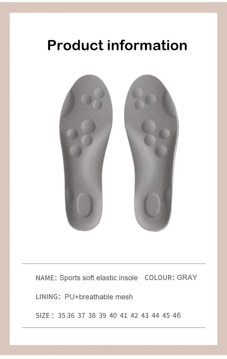 4D Massage Shoes Insoles Super Soft Latex Sports Insole for Feet Running Basket