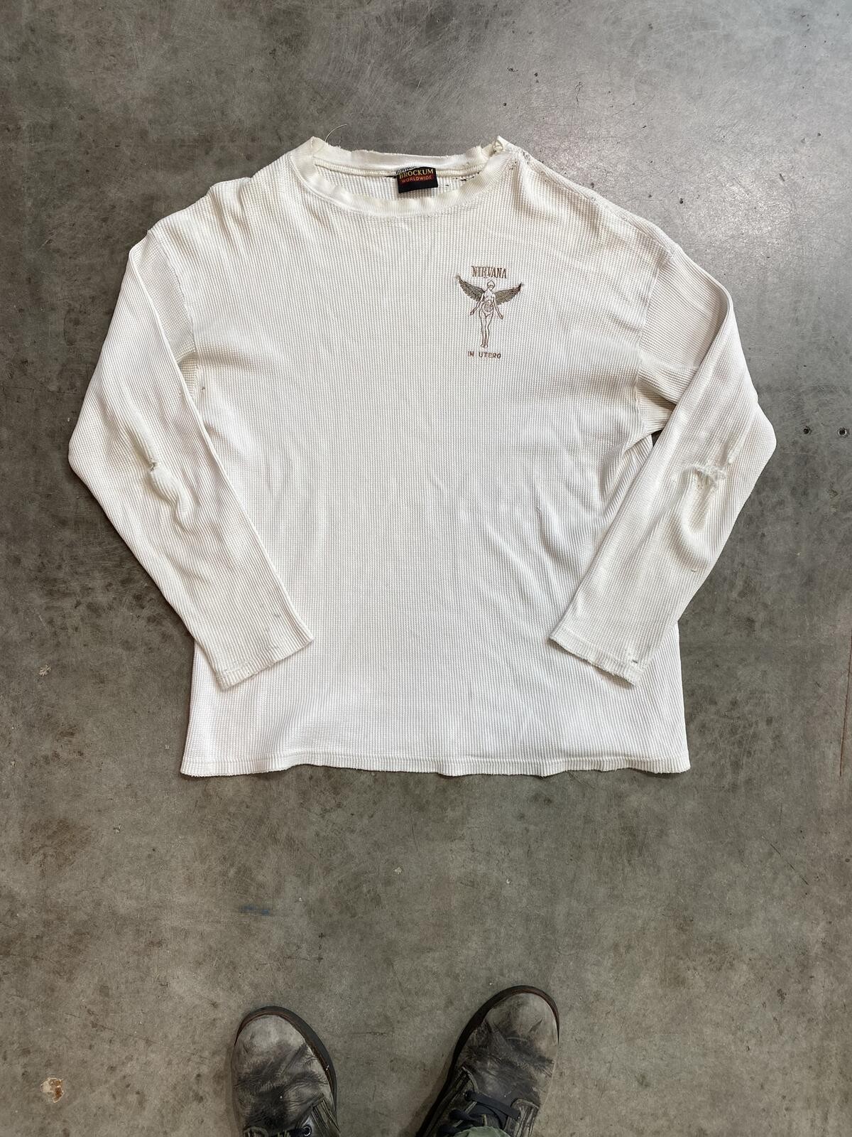 Vintage 90s Nirvana In Utero Tour Thermal long sleeve XL 23X28 distressed