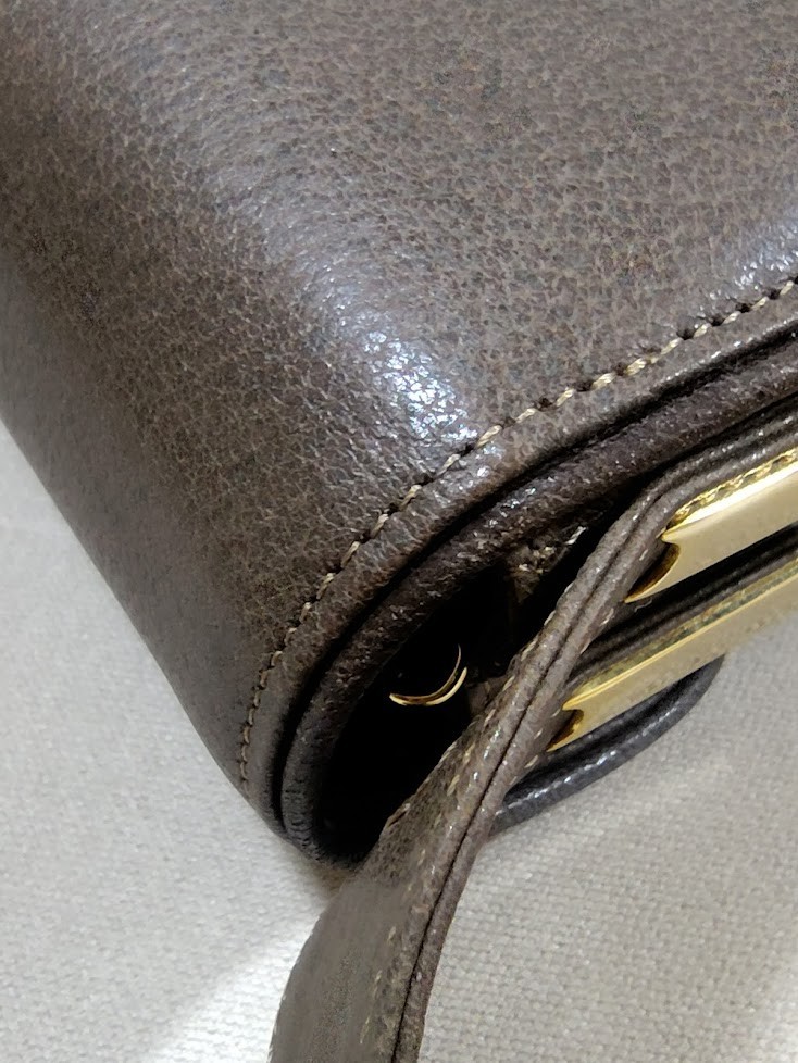 Gucci Vintage Shoulder Bag Leather Brown Authentic 389T0353