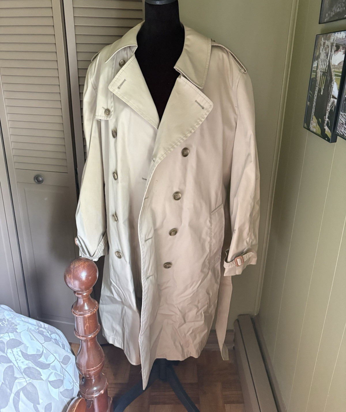 London Fog Women’s Beige Double Breasted Belted Lined Long Trench Coat M