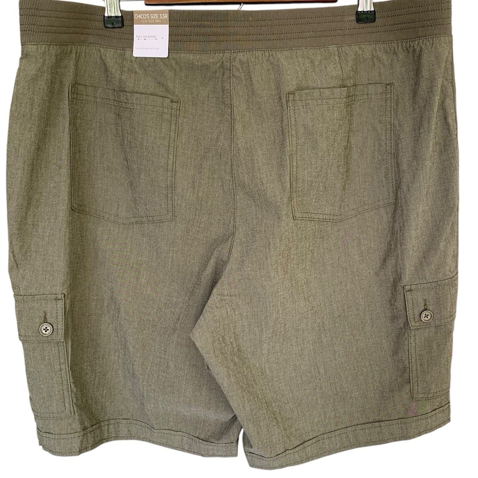 Chico’s Shorts NWT Women’s Size 3.5 (18) Carpenter Pewter Green Outdoors Pull-On