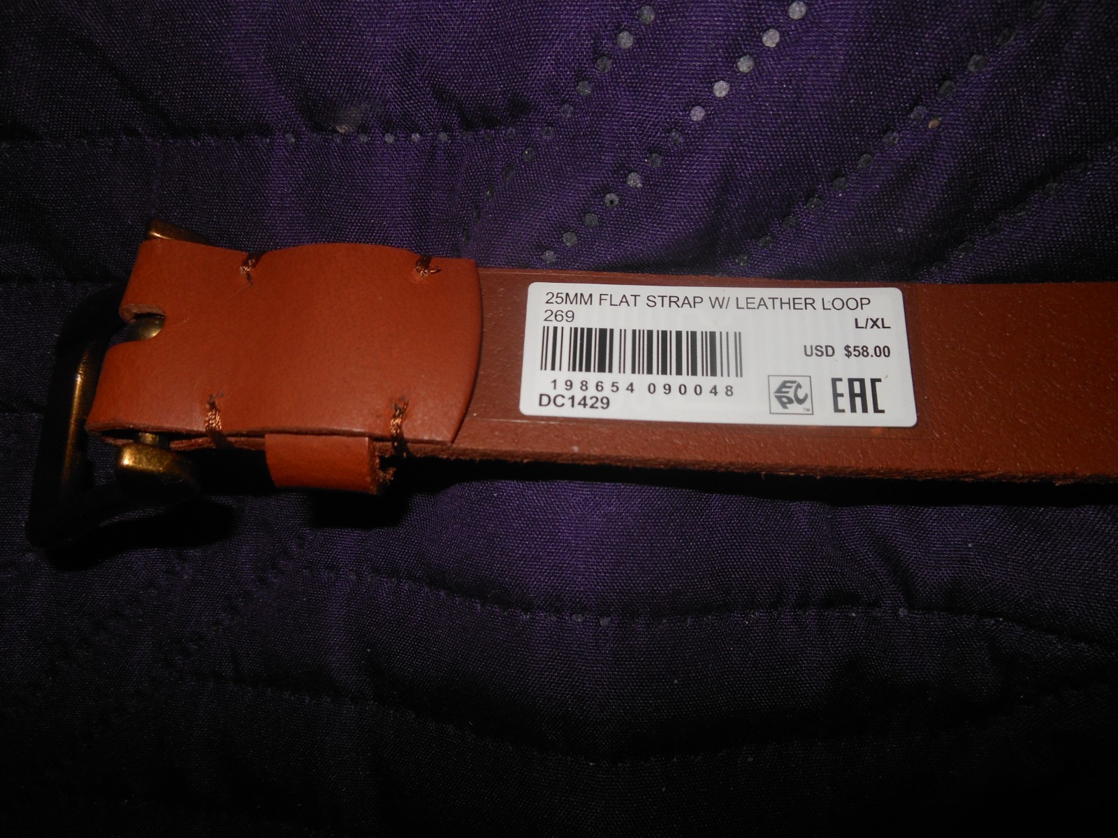 WOMENS FRYE BELT LEATHER STRAP DEEP COGNAC BROWN SIZE L/XL 47″ X 1″ METAL BUCKLE
