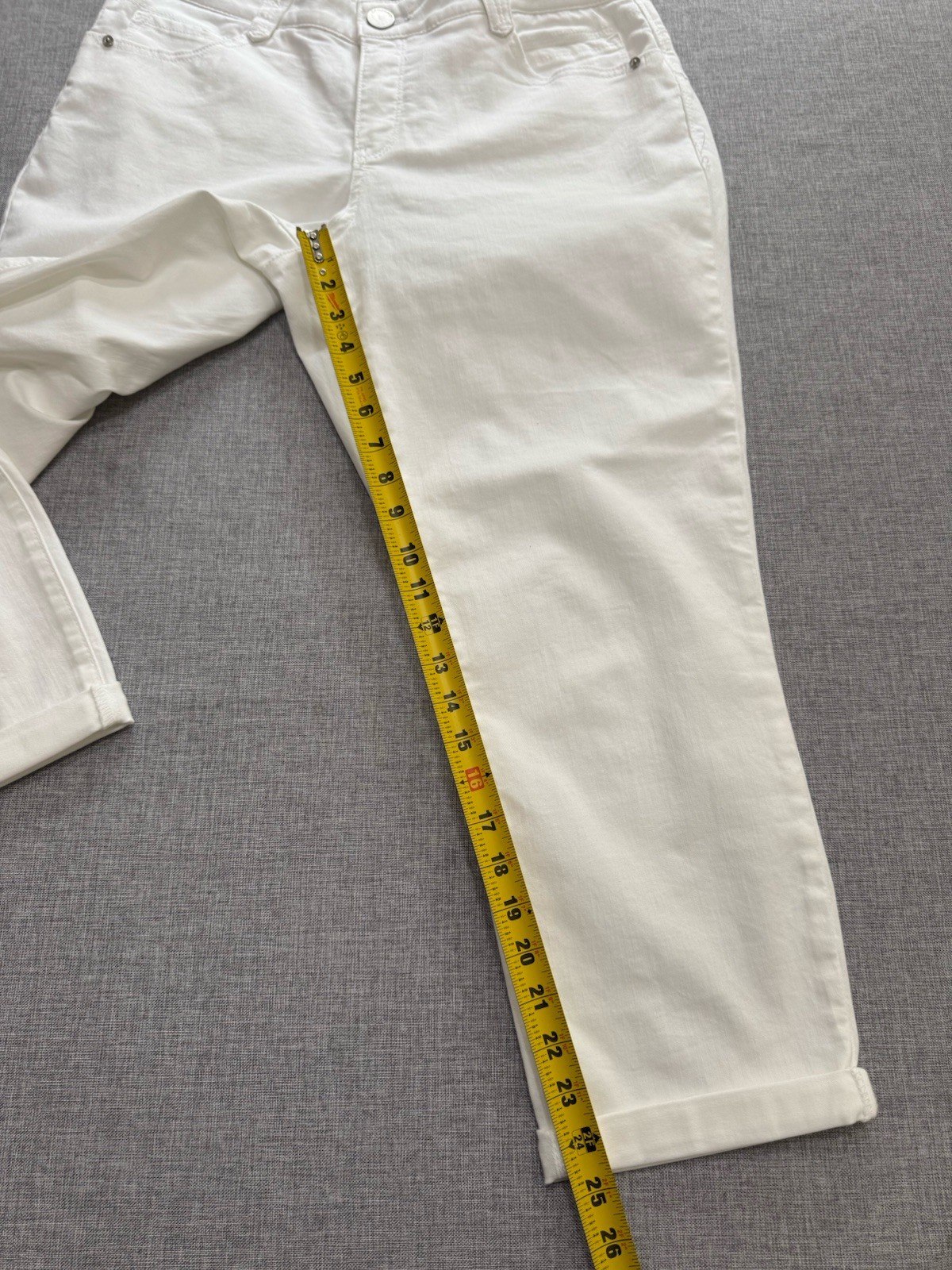 Democracy Ab Solution Optic White Ankle Skimmer 16W Cropped Jeans Stretch Denim