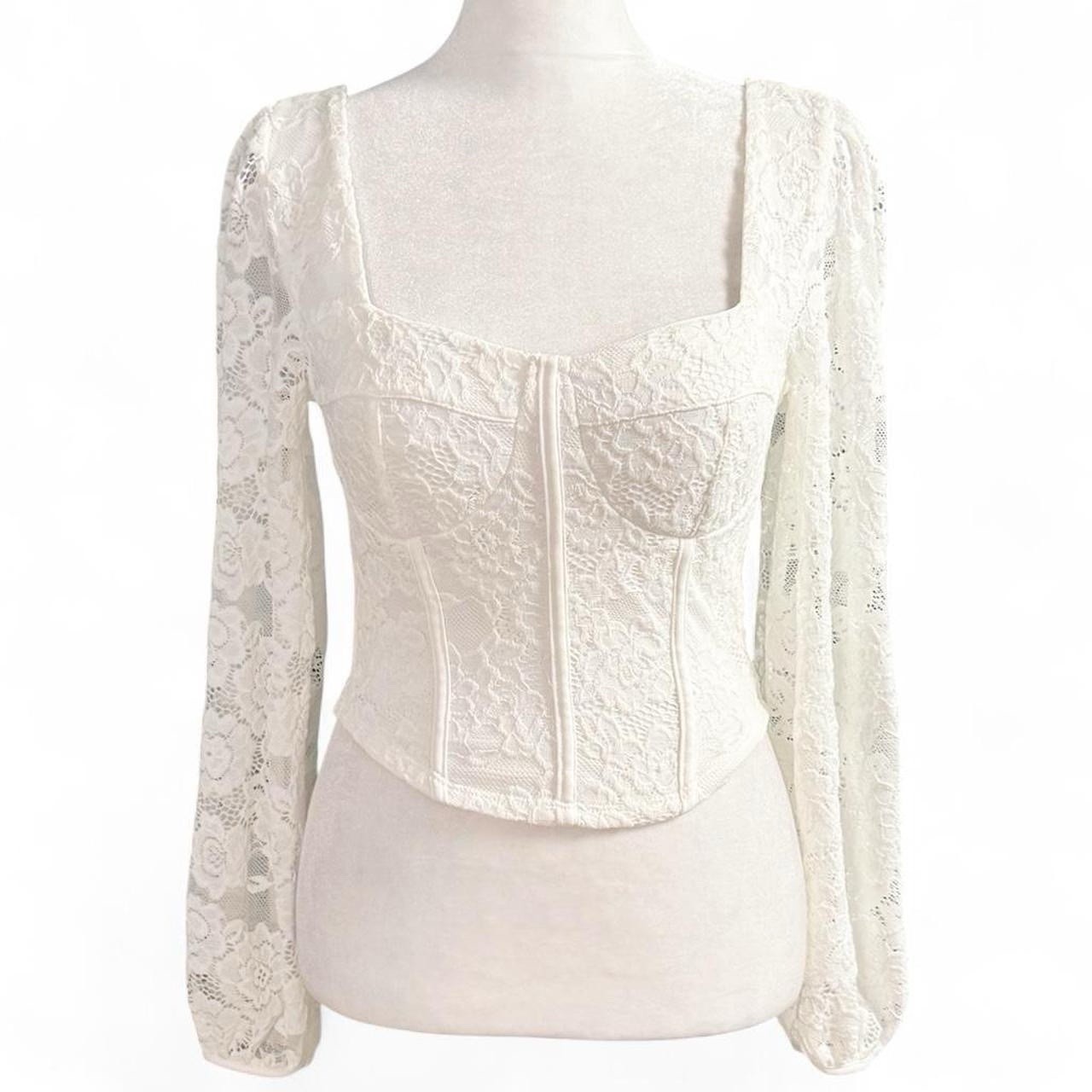NWT Moa Moa White Lace Corset Top Size Medium Romantic Cottagecore