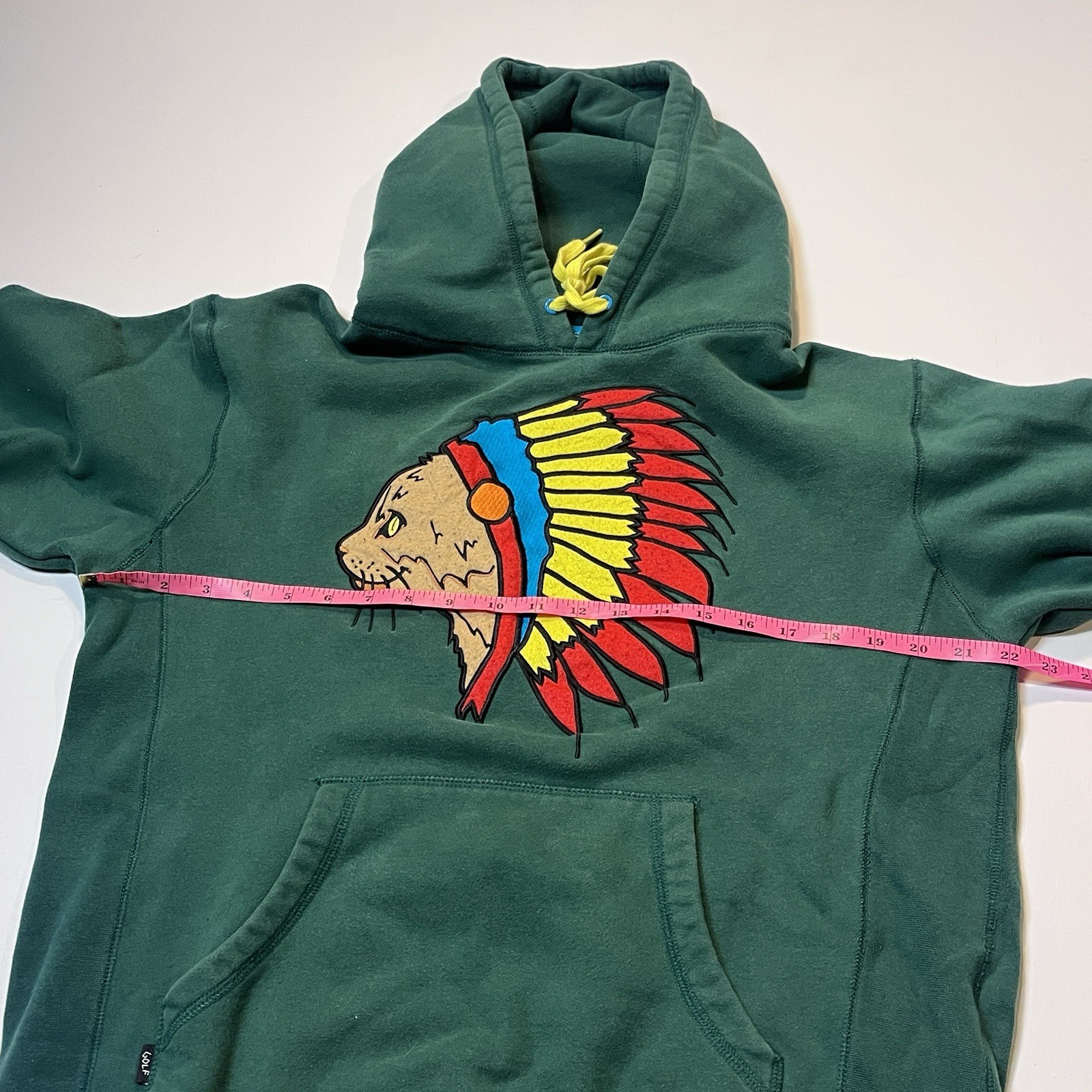 Golf Wang Hoodie Native Cat Tyler The Creator Medium Embroidered Green Indian