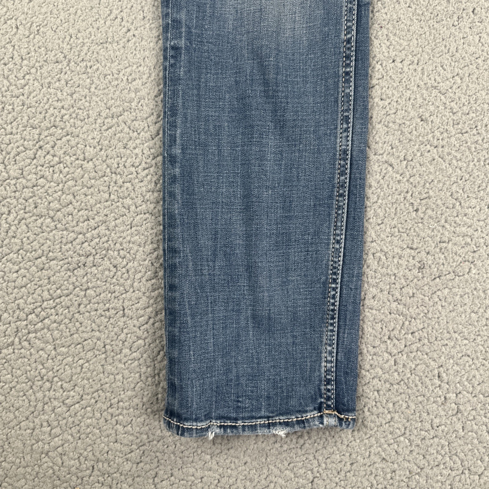 BKE Buckle Alec Slim Straight Jeans Men 32×32 Blue Stretch Whiskered Distressed