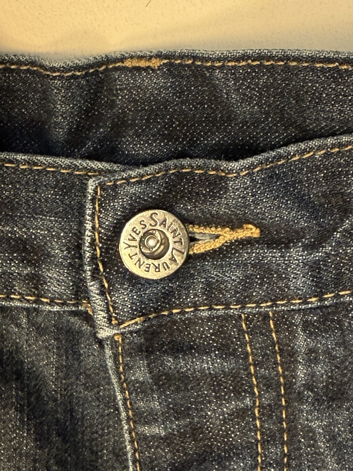 34×30 YSL Jeans Pants Big Logo Indigo Selvedge Yves Saint Laurent Y2K