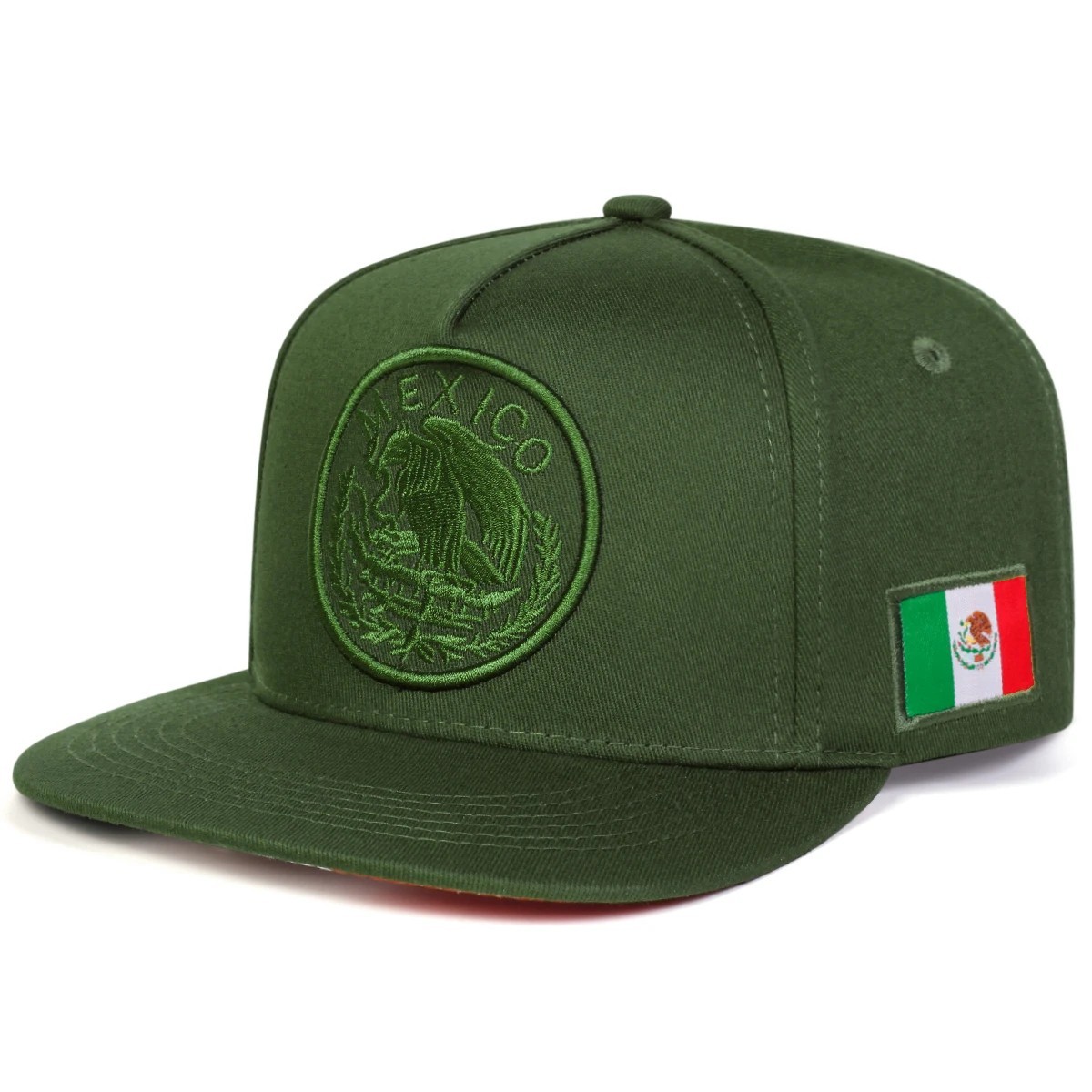 Mexico Flag Snapback Hat Eagle Embroidered New Flat Brim Cap Black Red Green