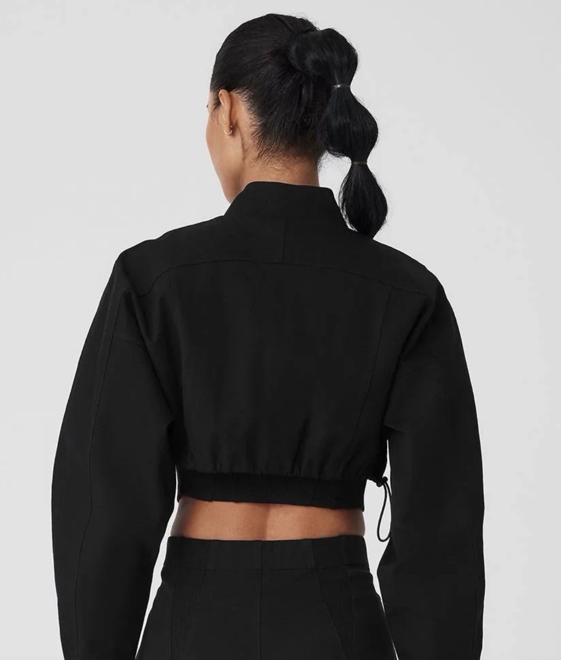ALO On Point Black Moto Jacket Tight Inner Layer Boxy Cinchable Zip Up Outer