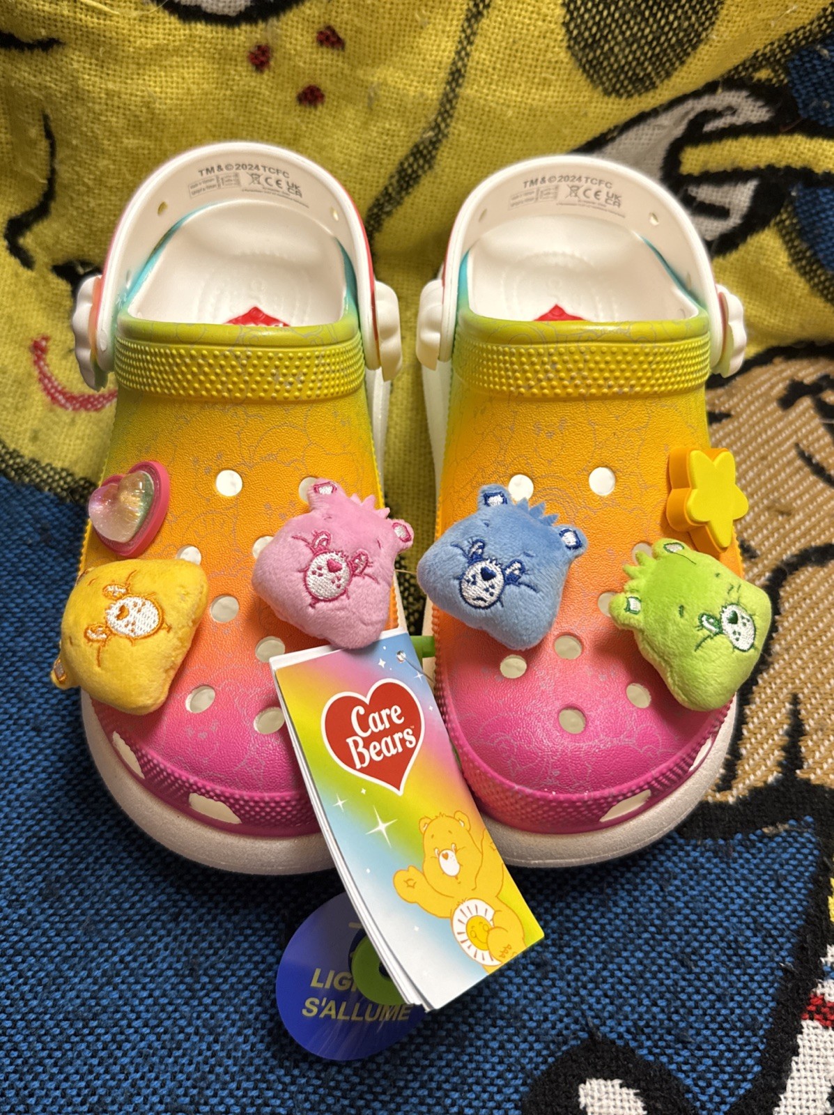 NWT CROCS Care Bears Crush Clog Multicolor Light Up S’allume Sz W6 M4