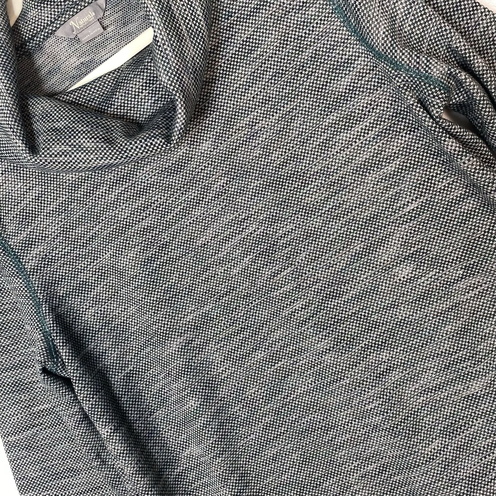 Natural Reflections Marled Cowl Neck Tunic Sweater Large Gray Teal Boho Gorpcore