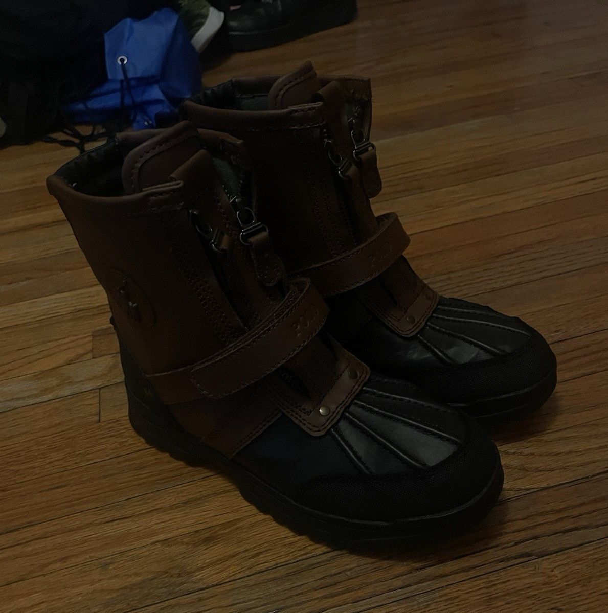 Polo Ralph Lauren Kids Brown/Black Leather Ankle Boots Buckle US 5 EU 37