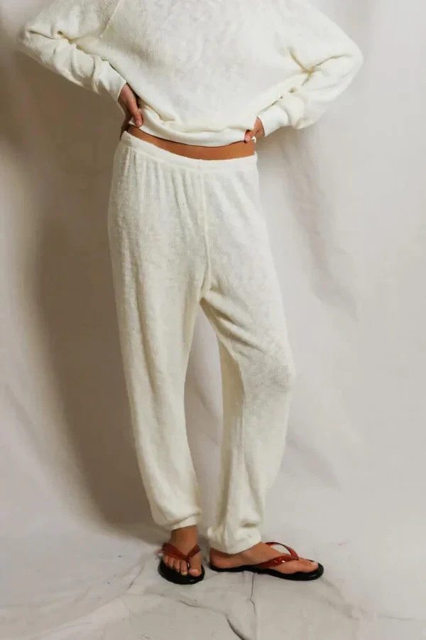 PerfectWhiteTee Summer Keanu Mesh Jogger Off-White Coastal Slub Sweatpants Soft