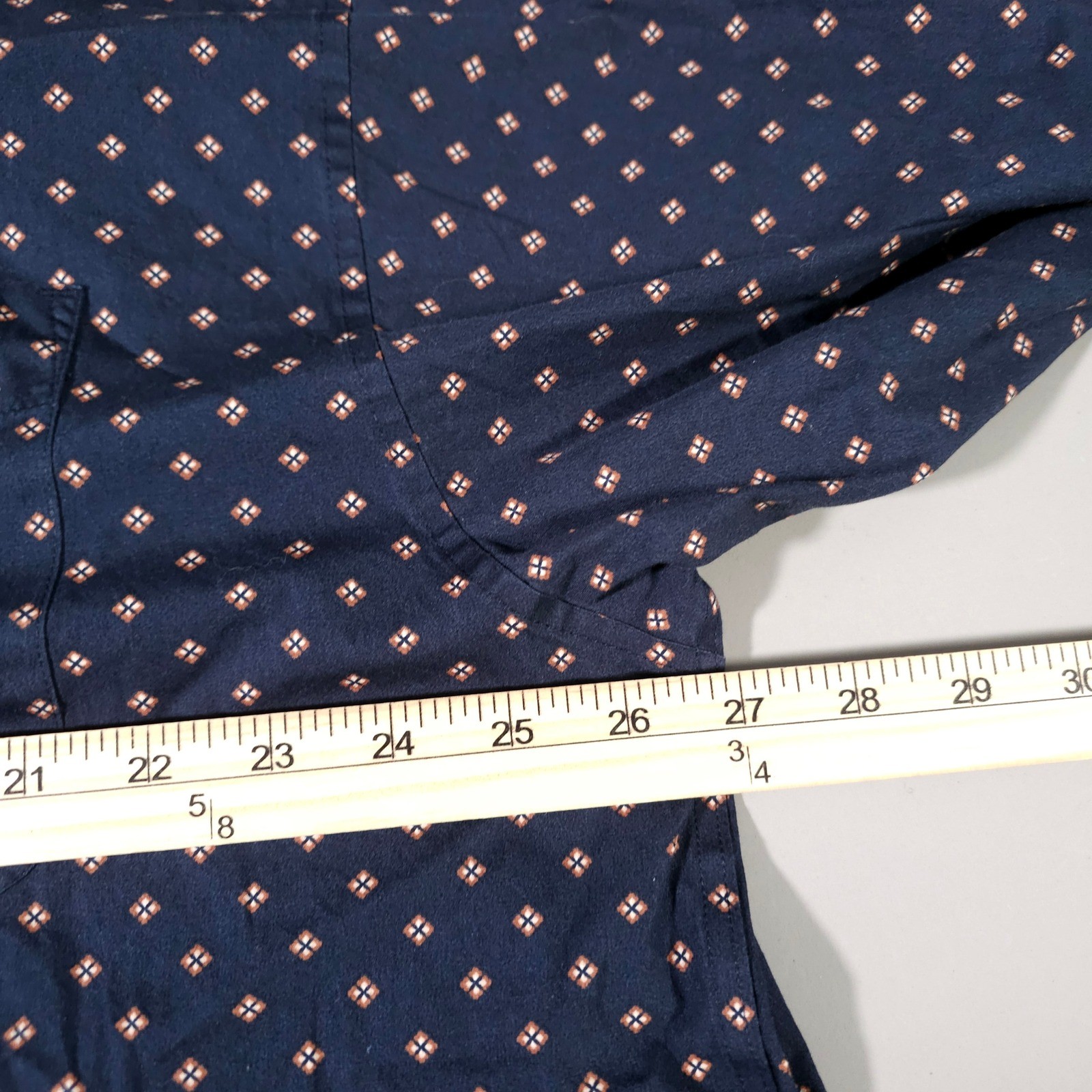 Ariat Kaiser Button Down Shirt Mens XXL Navy Geometric Print Wrinkle Free