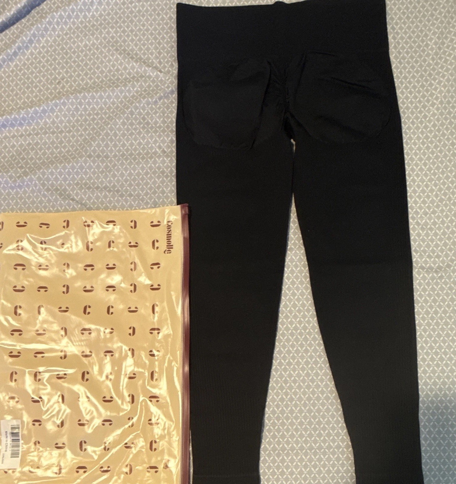 Cosmolle Women’s Black Solid Ankle Leggings Size L Regular Hand Wash Only