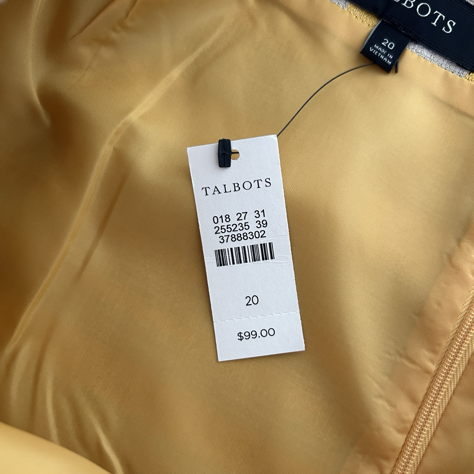Talbots Women’s 20 Yellow & Beige Multi Stripe Textured Linen Pencil Skirt NWT
