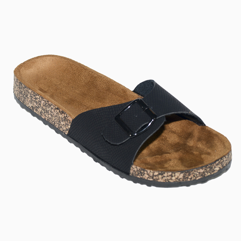 Women’s Slide Buckle T-Strap Cork Platform Flip Flop Shoes Sandals