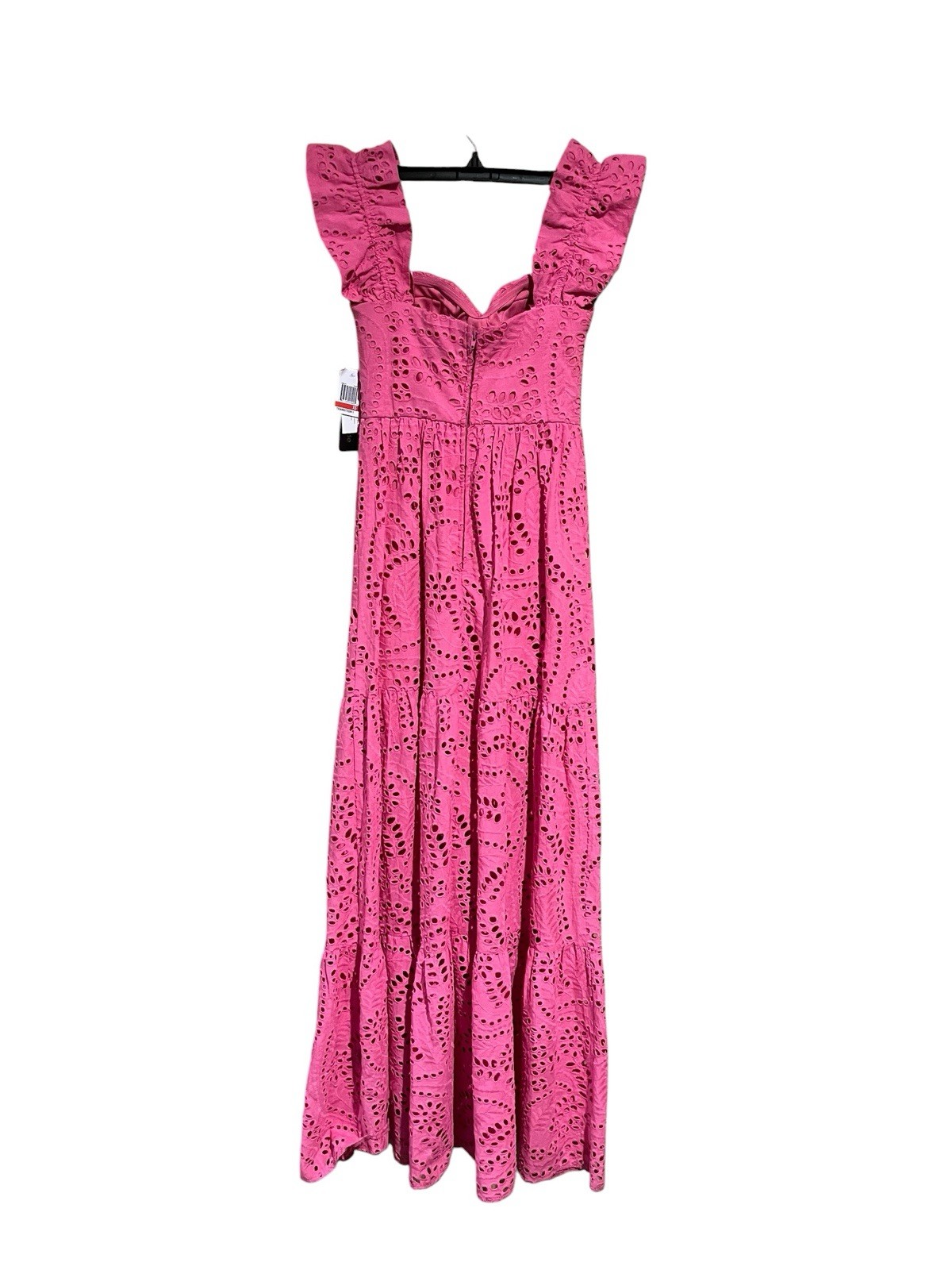 Seni & Cade Women’s XS Pink Eyelet Cotton Maxi Dress Sweetheart Neck Tiered NWT