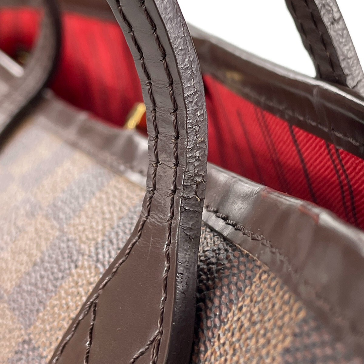 Louis Vuitton Damier Neverfull PM Leather Fabric Brown Tote bag 4104