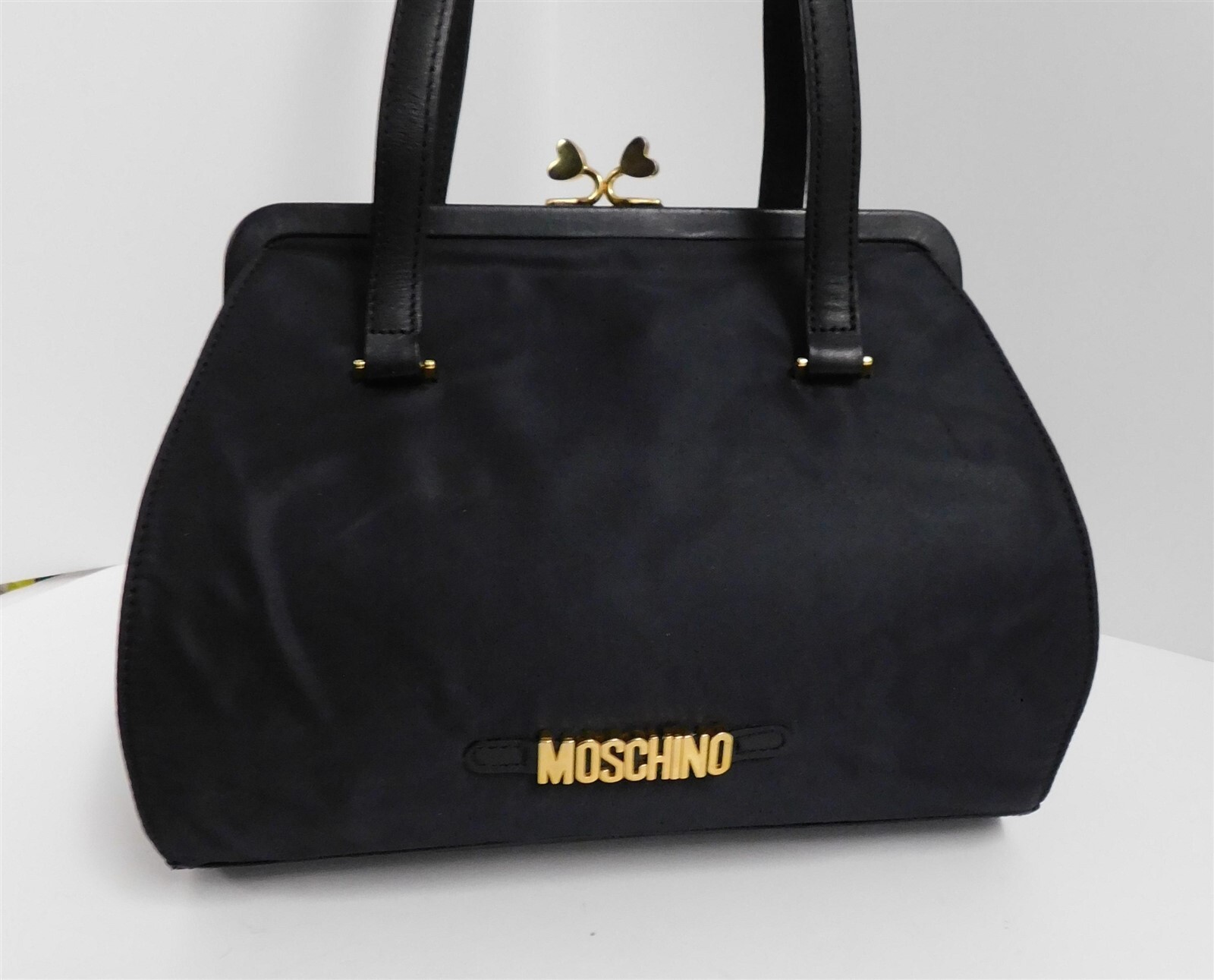Moschino Redwall Italy Vintage Black Nylon Leather Shoulder Bag