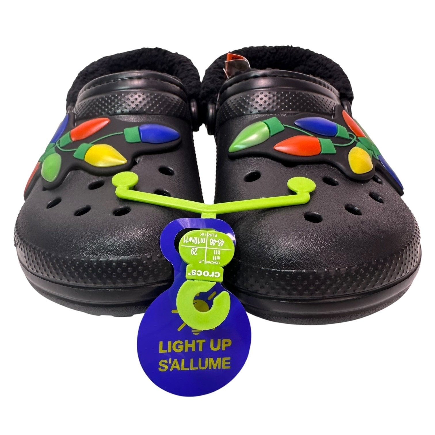 Crocs Classic Lined Holiday Lights Clog Black M11 W13 Fleece Light Up New 212054
