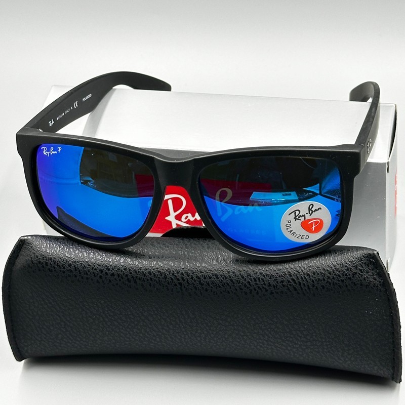 54mm Ray-Ban RB4165 622/55 Justin Black Frame Blue Polarized Lenses Sunglasses