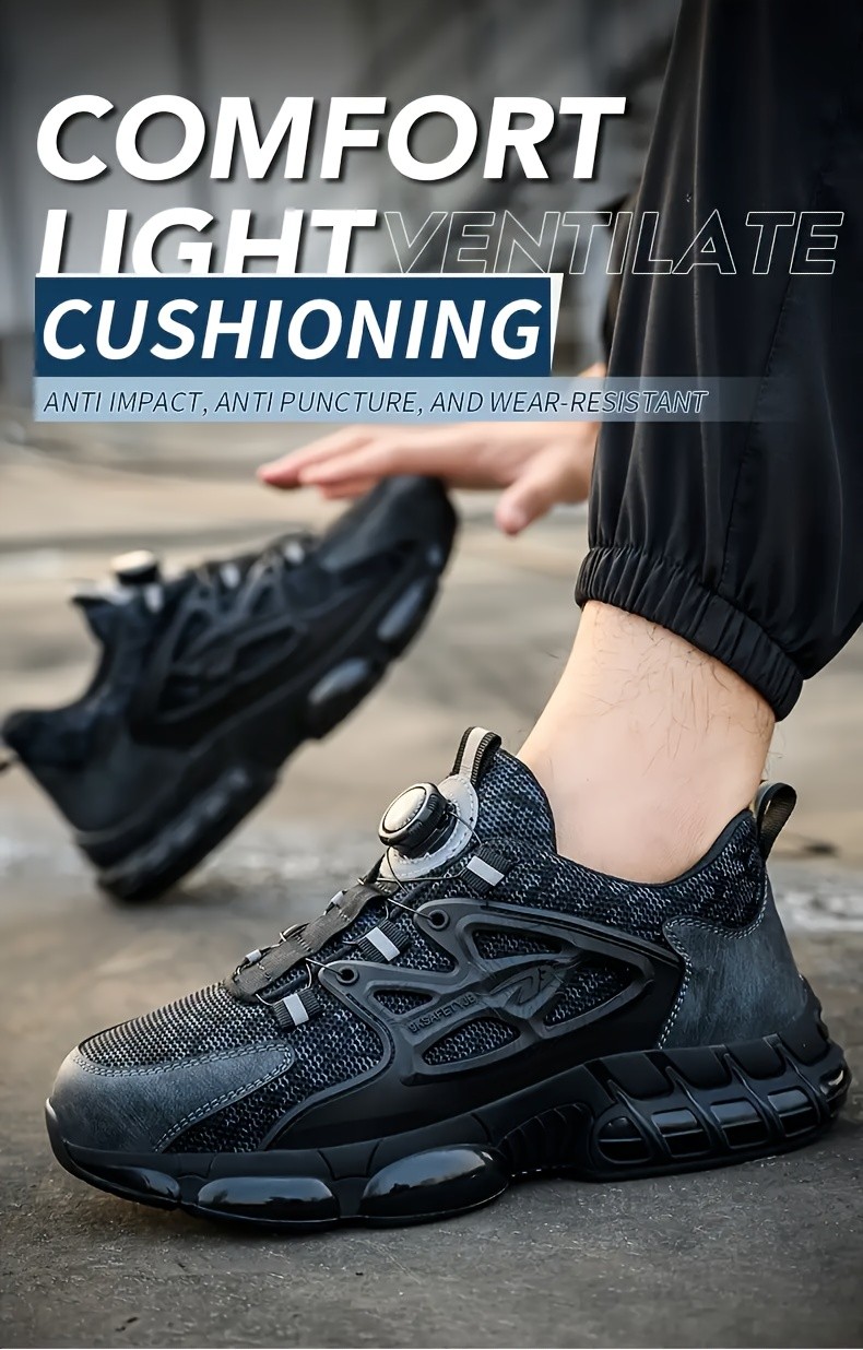 Work Shoes Mens Anti-Smash Steel Toe Puncture-Resistant Sneakers Security Boots