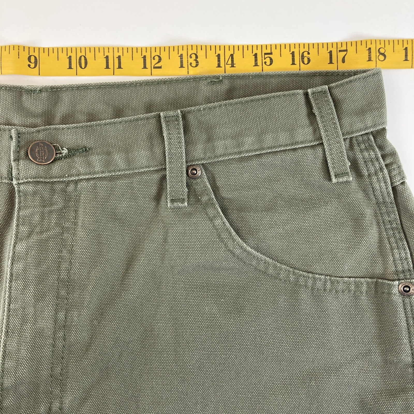 Dickies 100% Cotton Duck Carpenter Pants Olive Green 36 x 31 Loose Fit Workwear