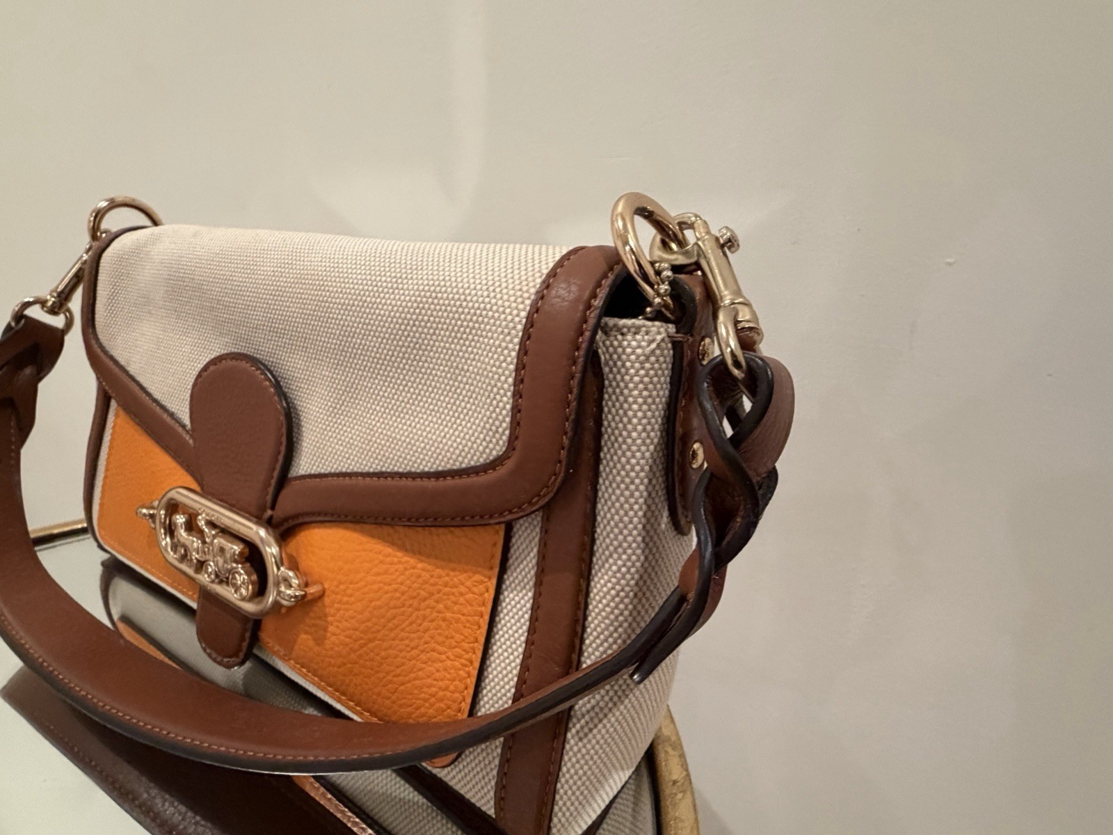 Coach Colorblock Horse Carriage Small Crossbody Turn Lock/Zip Gold Hardware