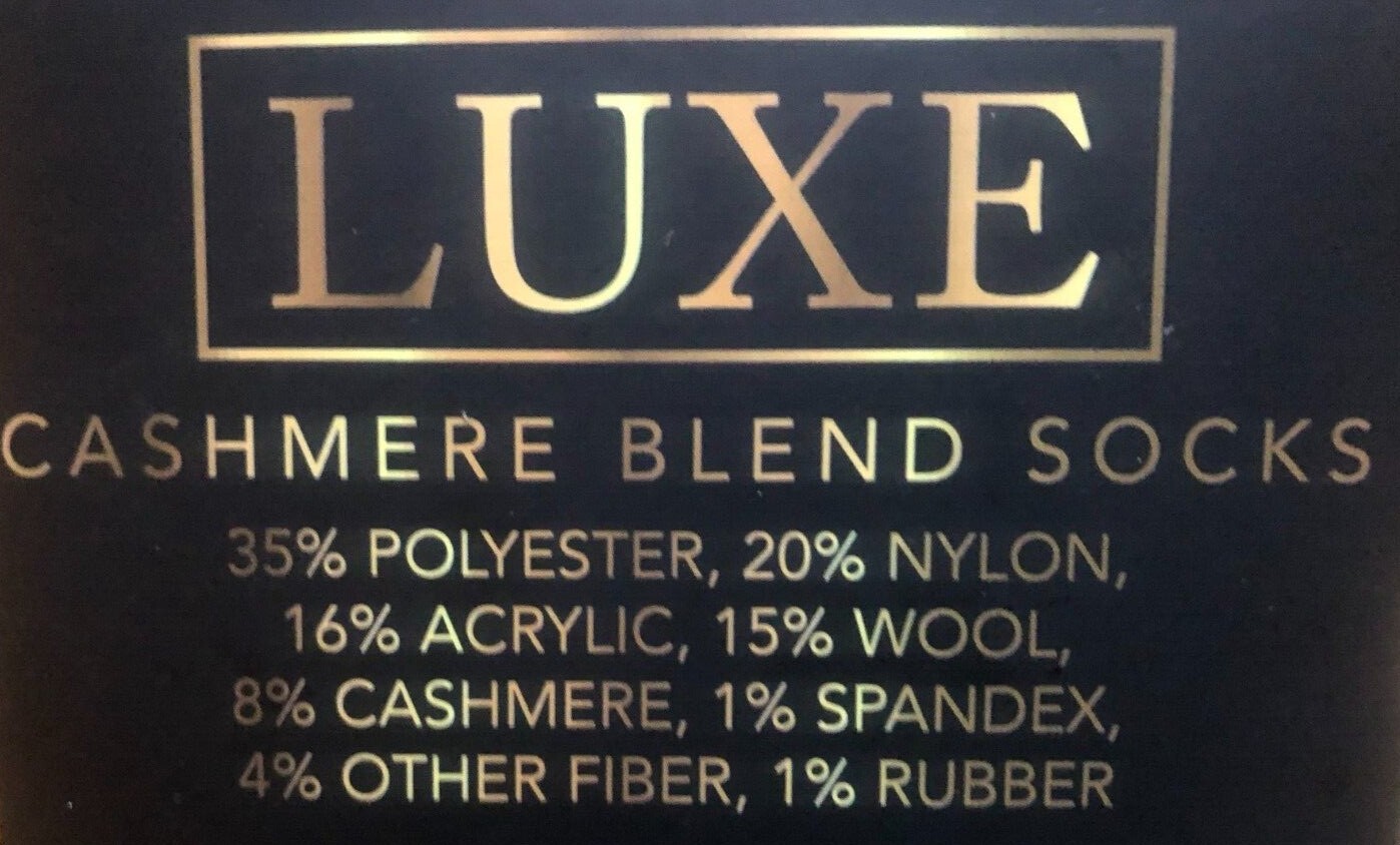 NEW WOMENS LUXE CASHMERE BLEND 2 PAIR CREW SOCKS SIZE 9-11 SHOE SIZE 6-11