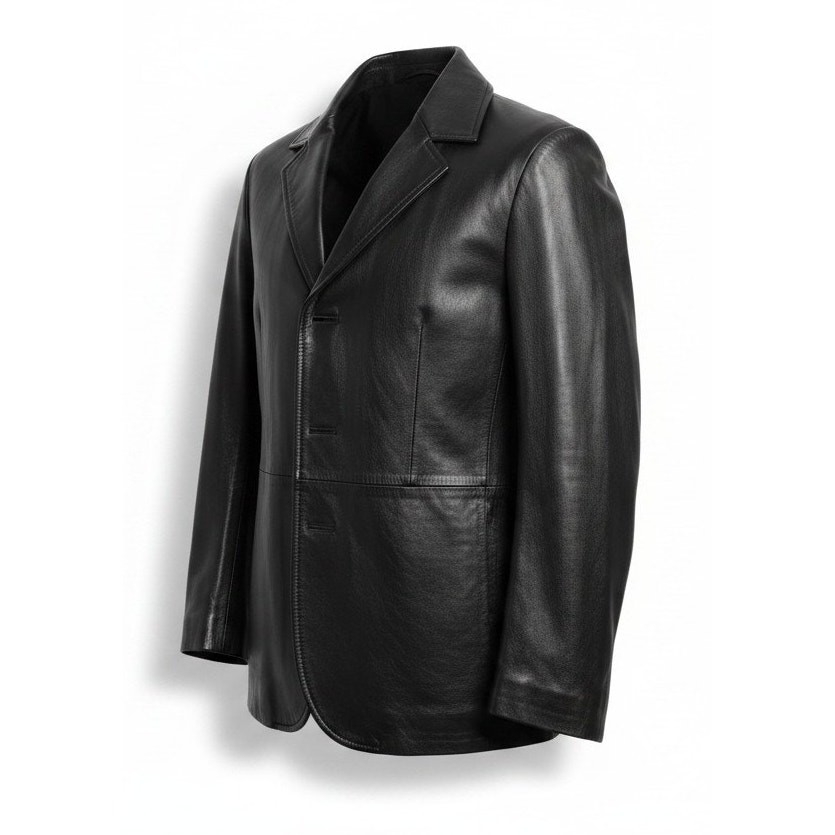 I.N.C. International Concepts Black Leather Jacket with Cheetah Print Lining