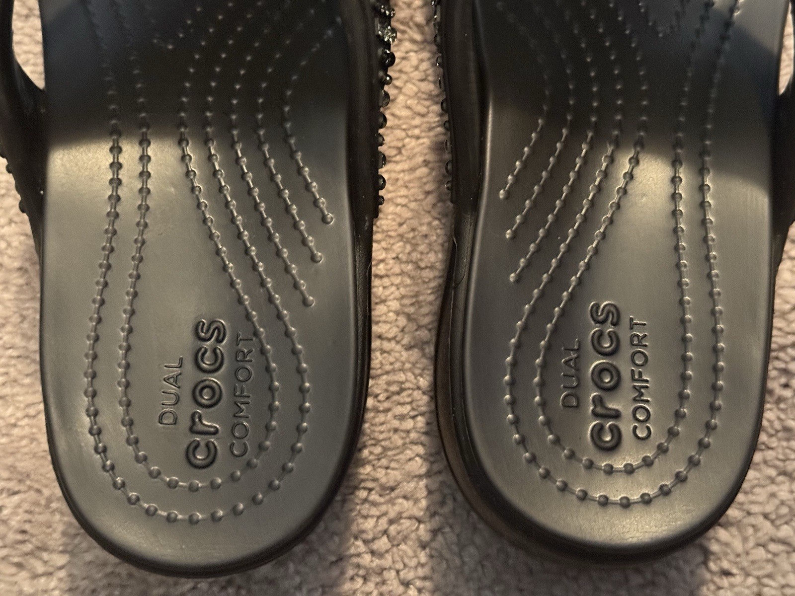 Crocs Monterey Shimmer Wedge Flip Sandal Womens size 9 Black NEW Without Tags