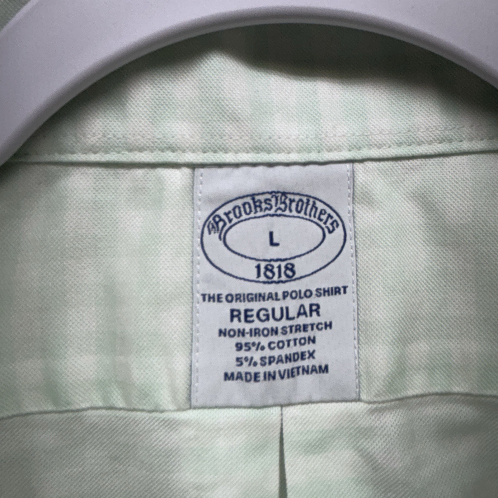 Brooks Brothers 1818 Mens Large Gingham Green Long Sleeve Regular Stretch Shirt