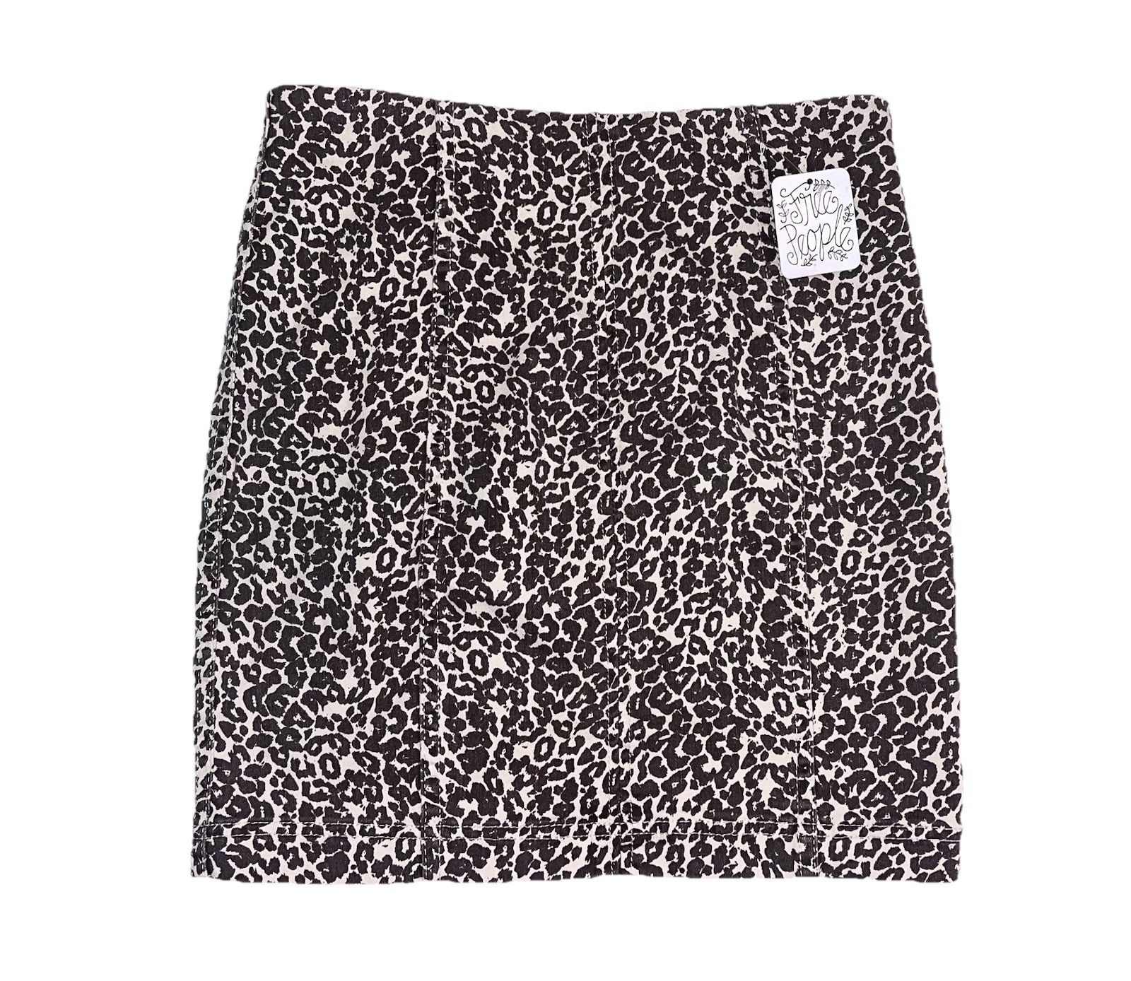 Free People NEW Modern Femme Novelty Leopard Print Denim Mini Skirt Sz 4