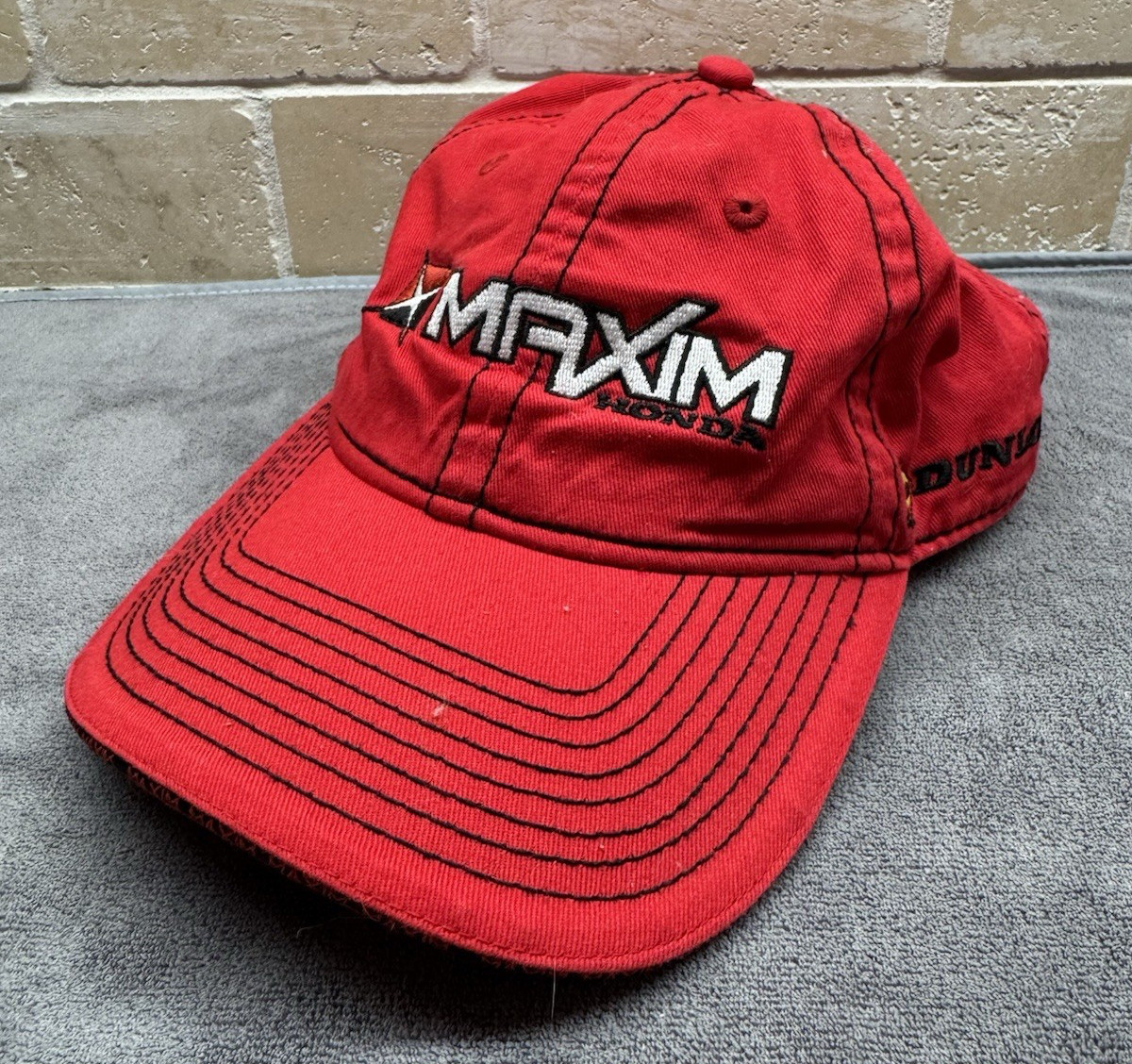 Honda Motocycle Dealer hat cap Red Adjustable strap Dunlop Arai helmet logo